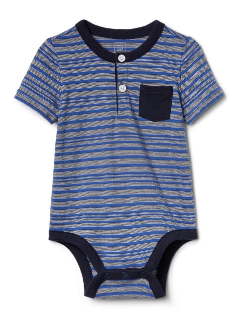 

GAP Baby Boys' Blue Pocket Henley Bodysuit