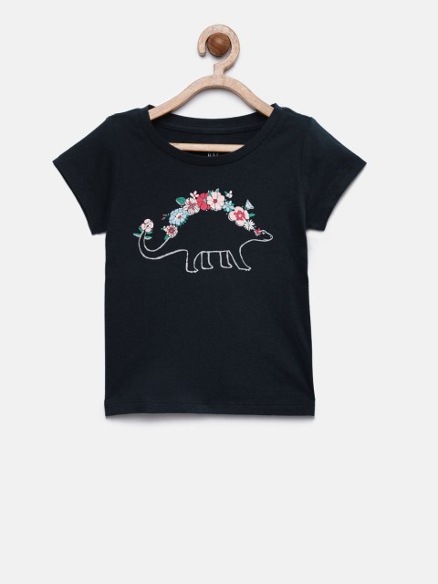 

GAP Baby Girls' Navy Blue Graphic Short Sleeve T-Shirt