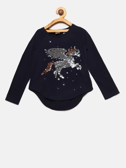 

GAP Girls' Flippy Sequin Graphic T-Shirt, Navy blue