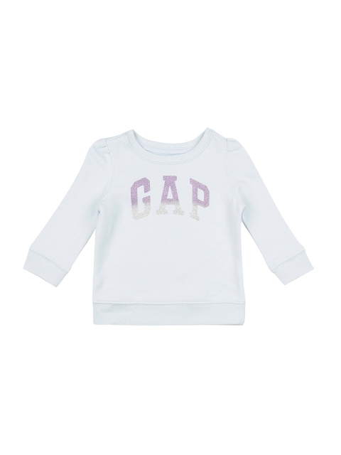 

GAP Baby Girls Blue Ombre Glitter Logo Pullover