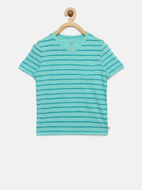 

GAP Boys' Stripe V-Neck Pocket T-Shirt, Blue