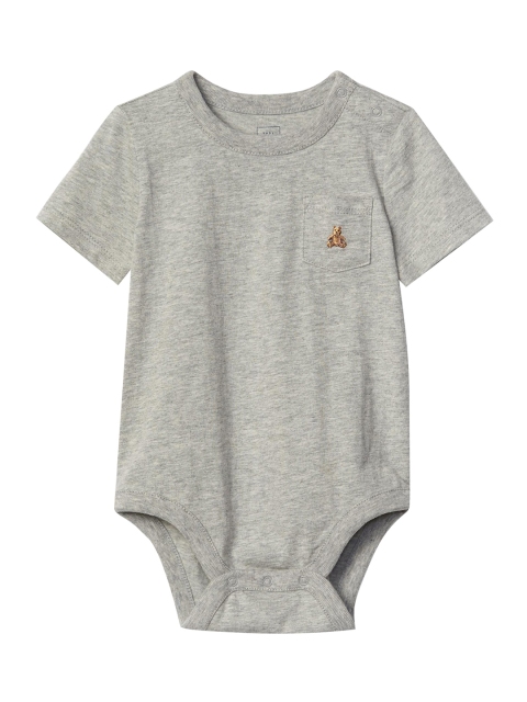 

GAP Baby Boys' Grey Melange Short Sleeves Pocket Bodysuit