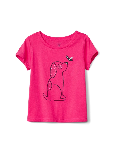 

GAP Girls Pink Printed Round Neck T-shirt