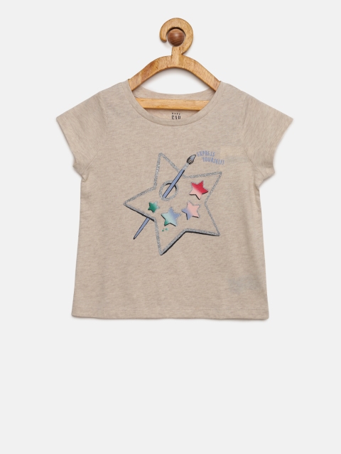 

GAP Girls Grey Printed Round Neck T-shirt