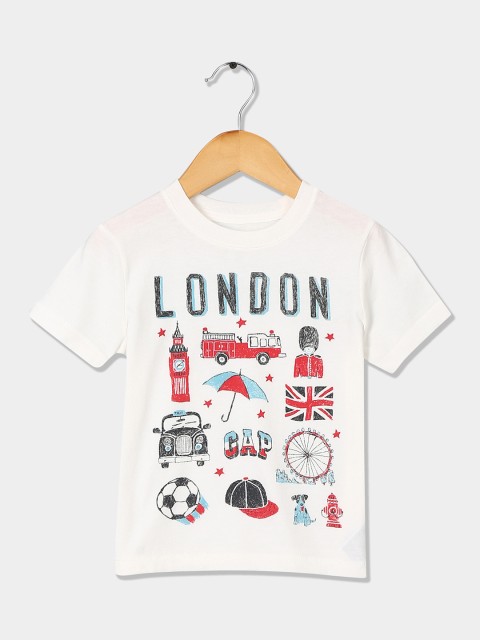 

GAP Boys Off-White Printed Round Neck T-shirt