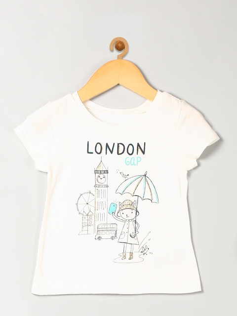 

GAP Baby Girls' White Short Sleeve Graphic T-Shirt