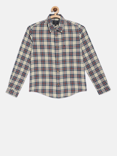 

Indian Terrain Boys Beige & Blue Regular Fit Checked Casual Shirt