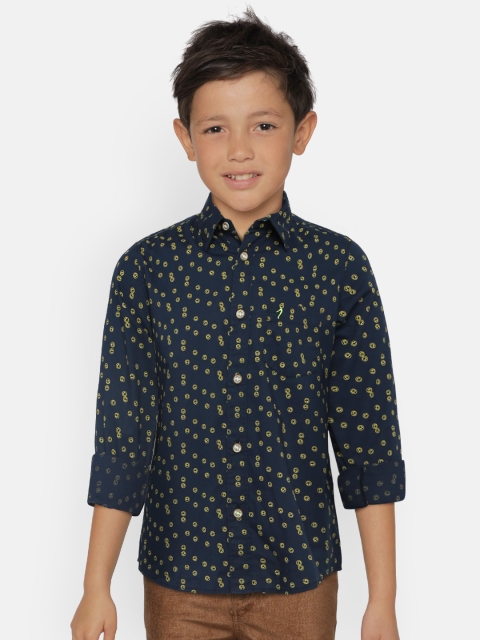 

Indian Terrain Boys Navy Blue Regular Fit Printed Casual Shirt