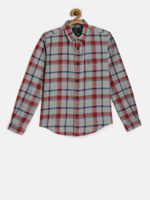 

Indian Terrain Boys Grey & Red Regular Fit Checked Casual Shirt