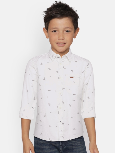 

Indian Terrain Boys White Regular Fit Printed Casual Shirt