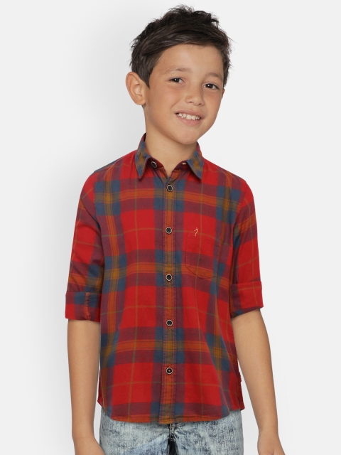 

Indian Terrain Boys Red & Green Regular Fit Checked Casual Shirt