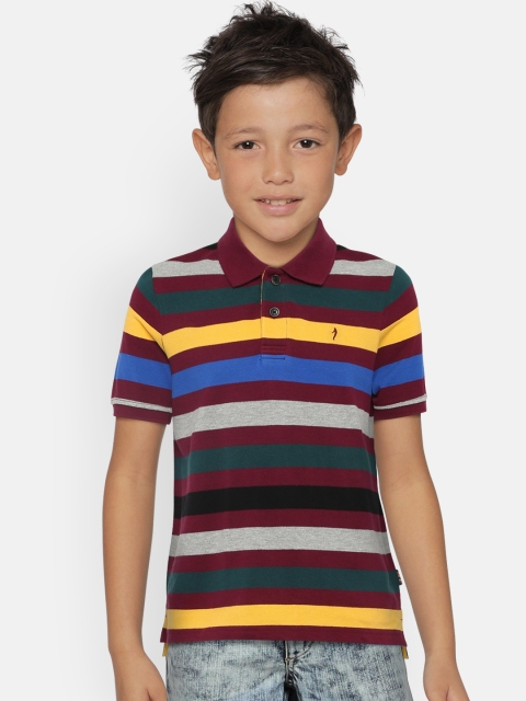 

Indian Terrain Boys Multicoloured Striped Polo Collar T-shirt, Multi