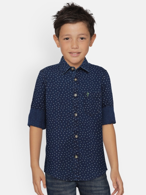 

Indian Terrain Boys Navy Blue Regular Fit Printed Casual Shirt