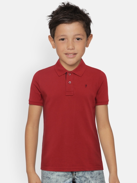 

Indian Terrain Boys Red Solid Polo Collar T-shirt