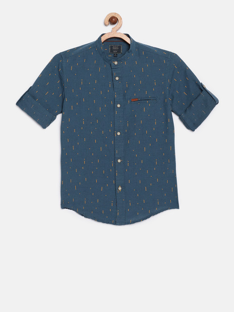 

Indian Terrain Boys Navy Blue & Orange Regular Fit Printed Casual Shirt
