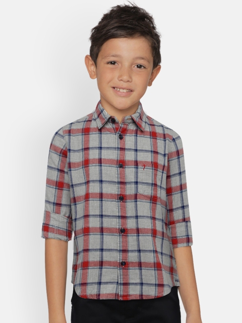 

Indian Terrain Boys Grey & Red Regular Fit Checked Casual Shirt