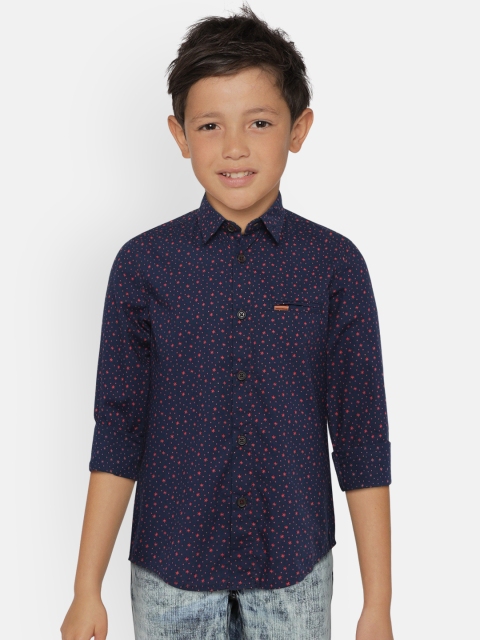 

Indian Terrain Boys Navy Blue Regular Fit Printed Casual Shirt