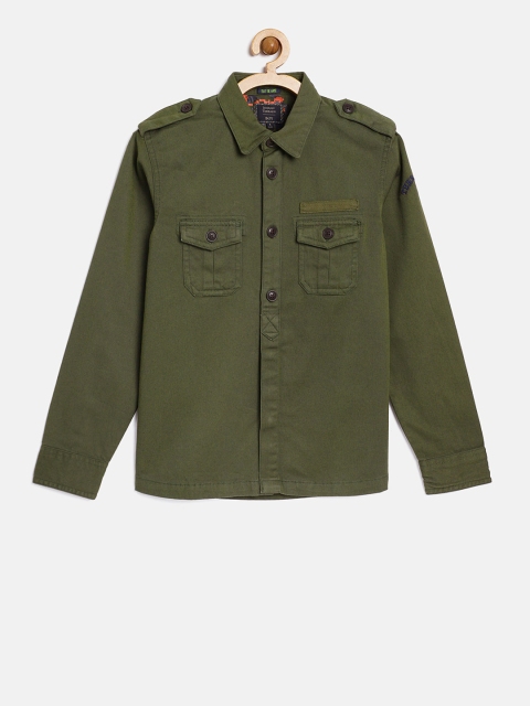 

Indian Terrain Boys Olive Green Regular Fit Solid Casual Shirt