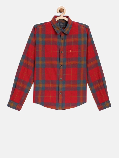 

Indian Terrain Boys Red & Navy Blue Regular Fit Checked Casual Shirt