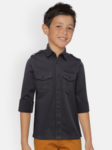 

Indian Terrain Boys Dark Grey Regular Fit Solid Casual Shirt