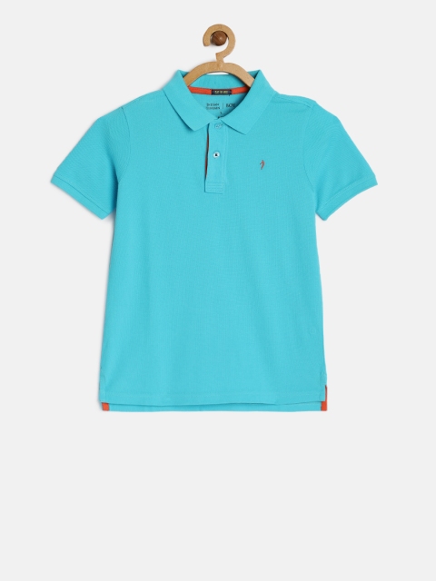 

Indian Terrain Boys Blue Solid Polo Collar T-shirt