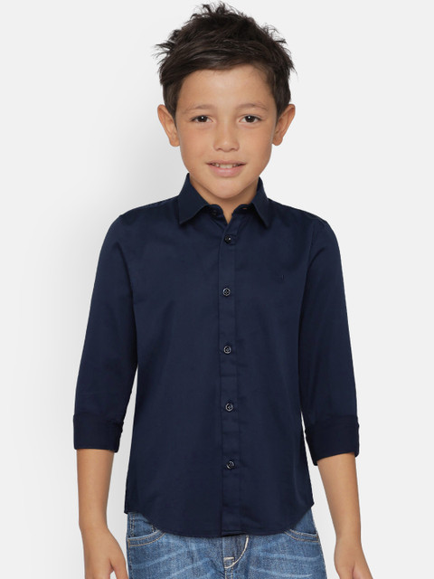 

Indian Terrain Boys Navy Blue Regular Fit Solid Casual Shirt