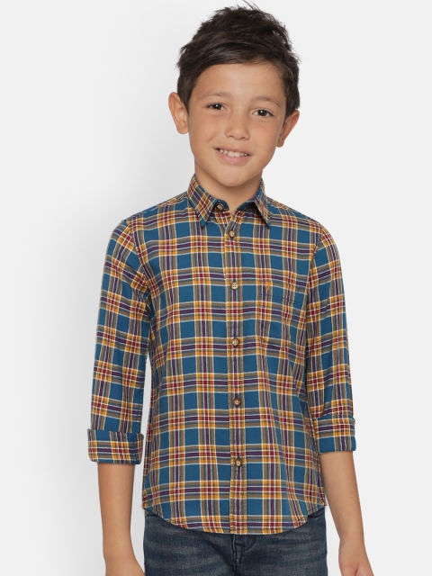 

Indian Terrain Boys Blue & Mustard Yellow Regular Fit Checked Casual Shirt