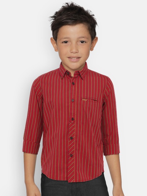 

Indian Terrain Boys Red Regular Fit Striped Casual Shirt