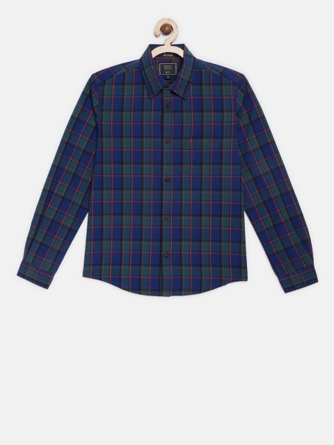 

Indian Terrain Boys Blue & Green Regular Fit Checked Casual Shirt