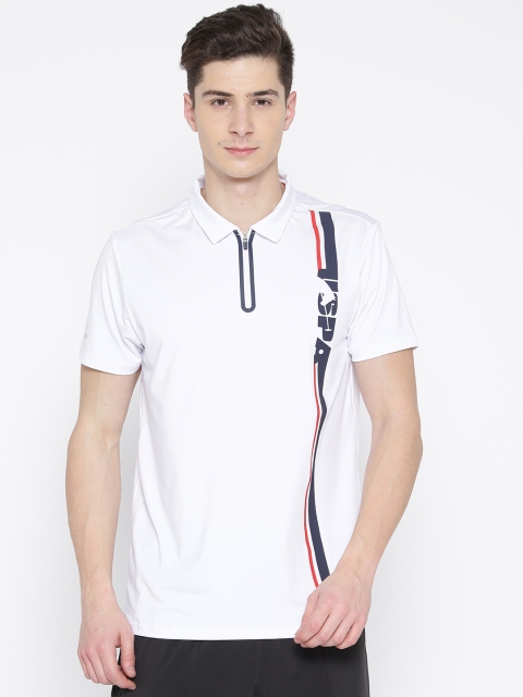 

U.S. Polo Assn. Men White Solid Polo Collar T-shirt with Printed Detail