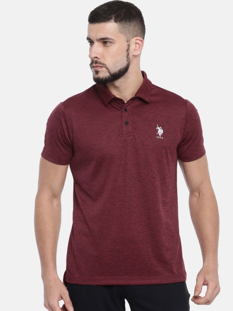 

U.S. Polo Assn. Men Maroon Solid Polo Collar T-shirt