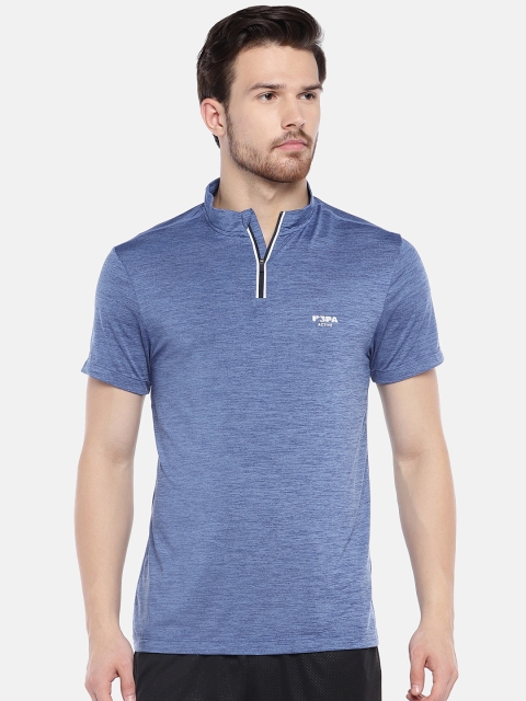 

U.S. Polo Assn. Men Blue Solid High Neck T-shirt
