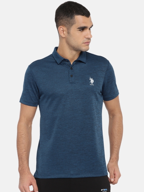 

U.S. Polo Assn. Men Navy Blue Solid Polo Collar T-shirt