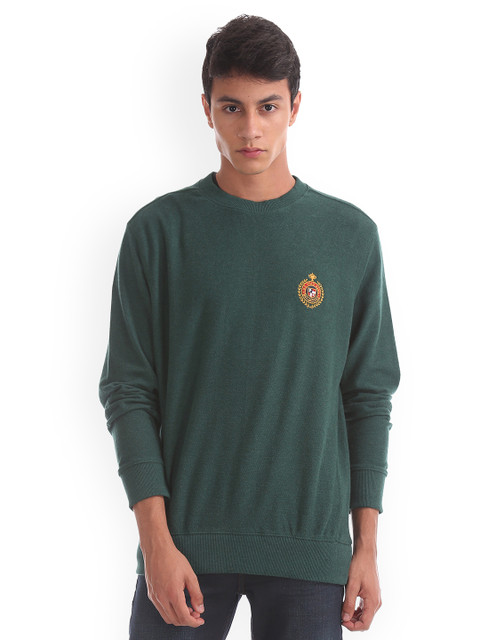 

U.S. Polo Assn. Men Green Solid Sweatshirt