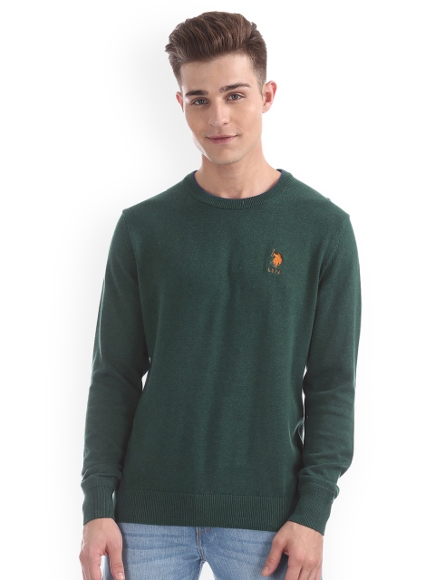 

U.S. Polo Assn. Men Green Solid Sweater