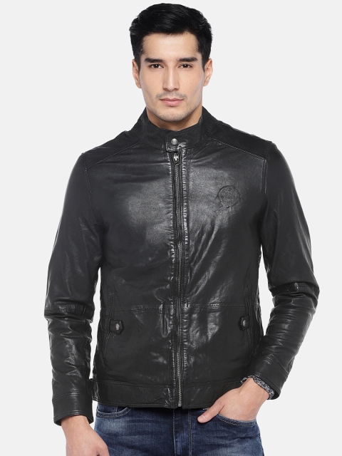 

U.S. Polo Assn. Men Black Solid Leather Jacket