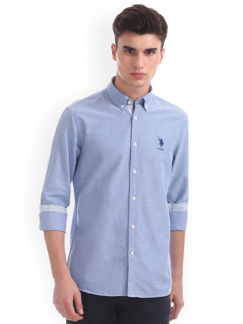 

U.S. Polo Assn. Men Blue Regular Fit Solid Casual Shirt