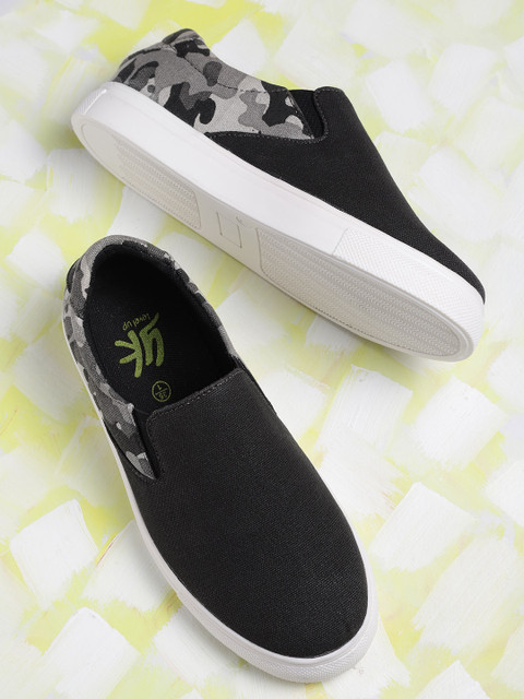 

YK Boys Black & Grey Camouflage Print Detail Slip-On Sneakers
