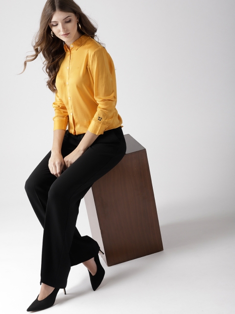 

Tommy Hilfiger Women Mustard Yellow Regular Fit Solid Casual Shirt