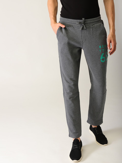 

United Colors of Benetton Men Charcoal Grey Solid Track Pants