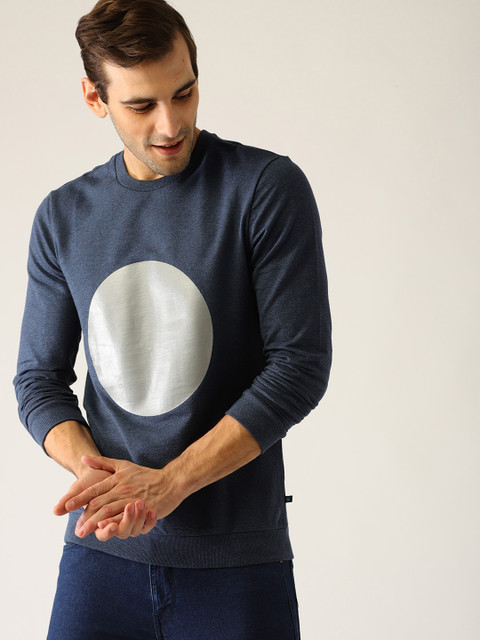 

United Colors of Benetton Men Navy Blue Printed Sweatshirt