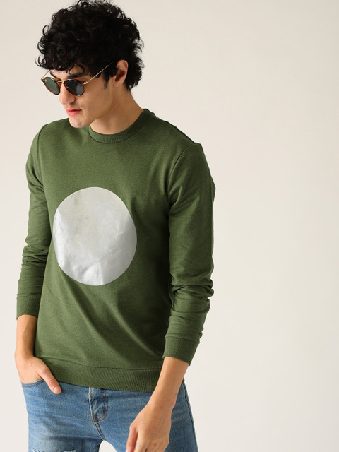 

United Colors of Benetton Men Green Printed Sweatshirt