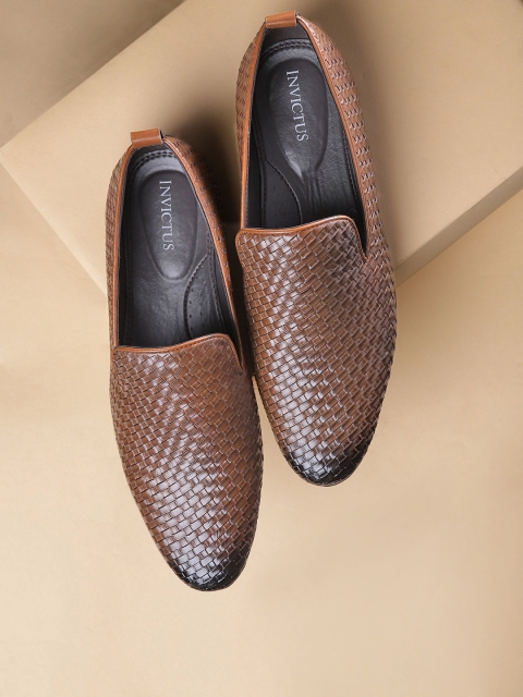 

INVICTUS Men Brown Basketweave Texture Semiformal Slip-Ons