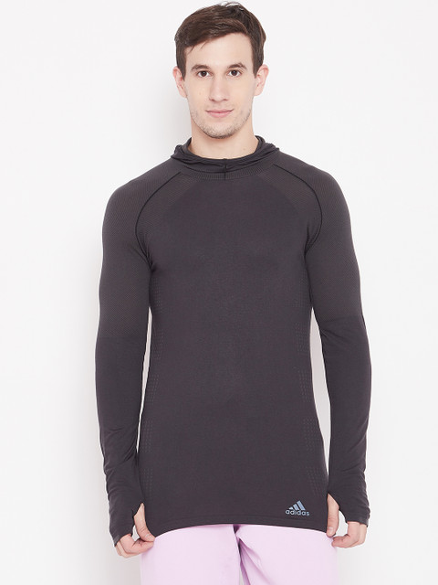 

ADIDAS Charcoal Grey Solid Hooded Ultra T-shirt