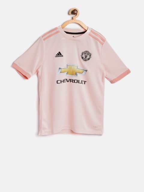 

ADIDAS Boys Pink Manchester United Football Club A JSY Y Football T-shirt