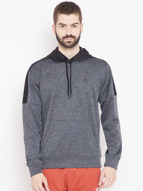 

ADIDAS Men Charcoal Grey TI FLC PO Hooded Sweatshirt