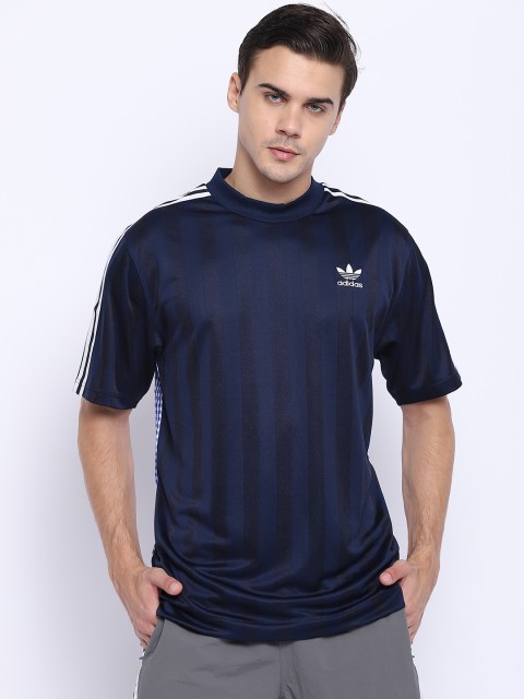 

ADIDAS Originals Men Navy Blue Round Neck Football B-Side Jersey With Checked Back