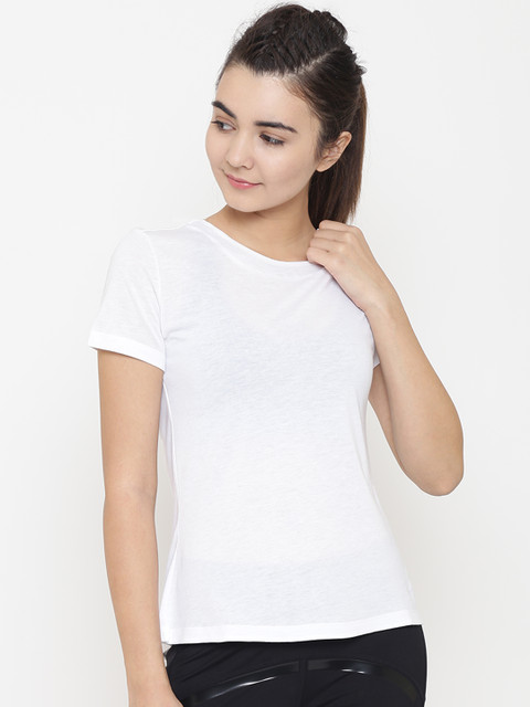 

White Solid Low Back T-Shirt