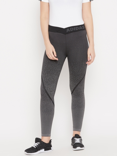 

ADIDAS Women Charcoal Grey Alphaskin 360 Seamless Long Training Tights