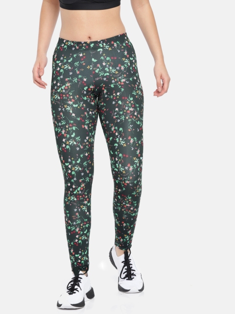 

ADIDAS Originals Women Charcoal Grey & Green FL Printed Tights
